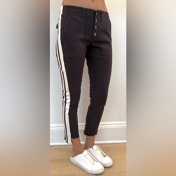Pam & Gela double stripe step hem pants Phantom EUC - Picture 1 of 9